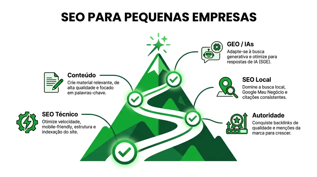 Checklist de SEO para pequenas empresas aparecerem no Google e nas IAs