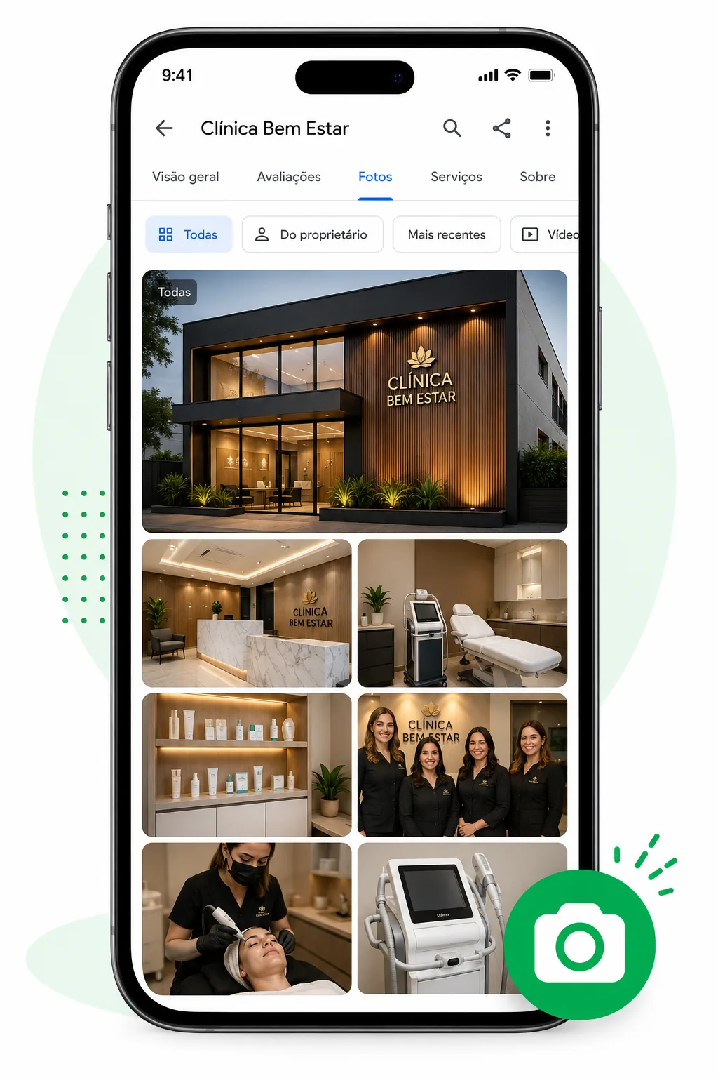 Fotos reais do negócio no perfil do Google Meu Negócio