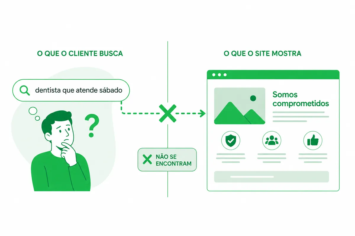 Diferença entre o que o cliente busca e o que o site fala
